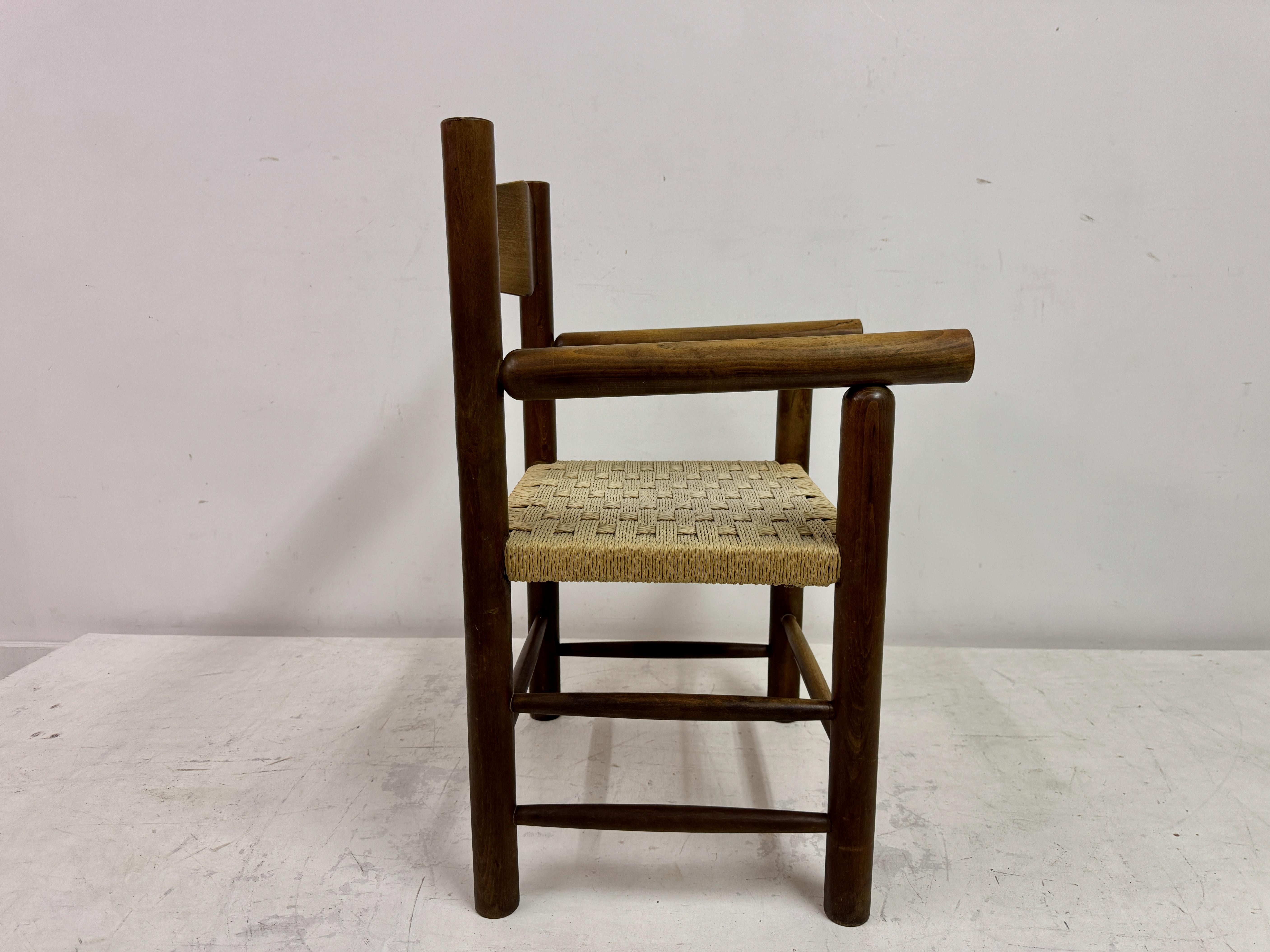 Mid Century Italian Armchair With Rush Seat For Sale 8