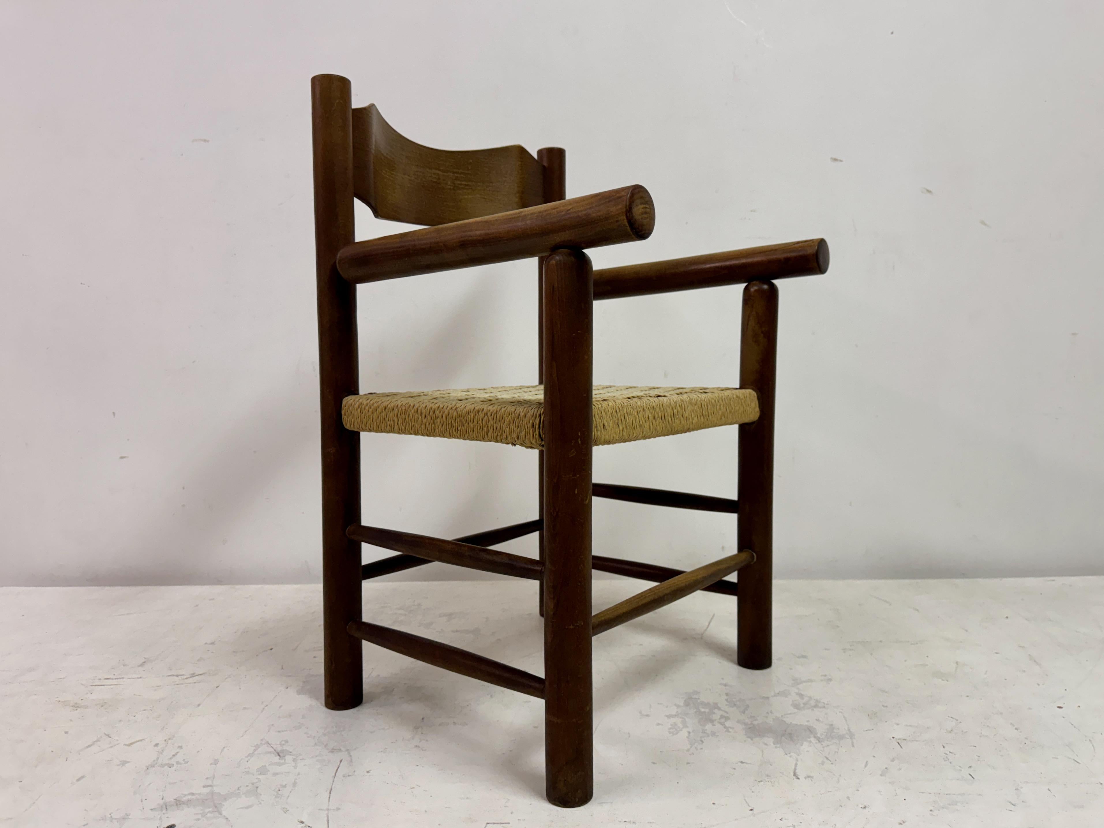 Mid Century Italian Armchair With Rush Seat For Sale 9