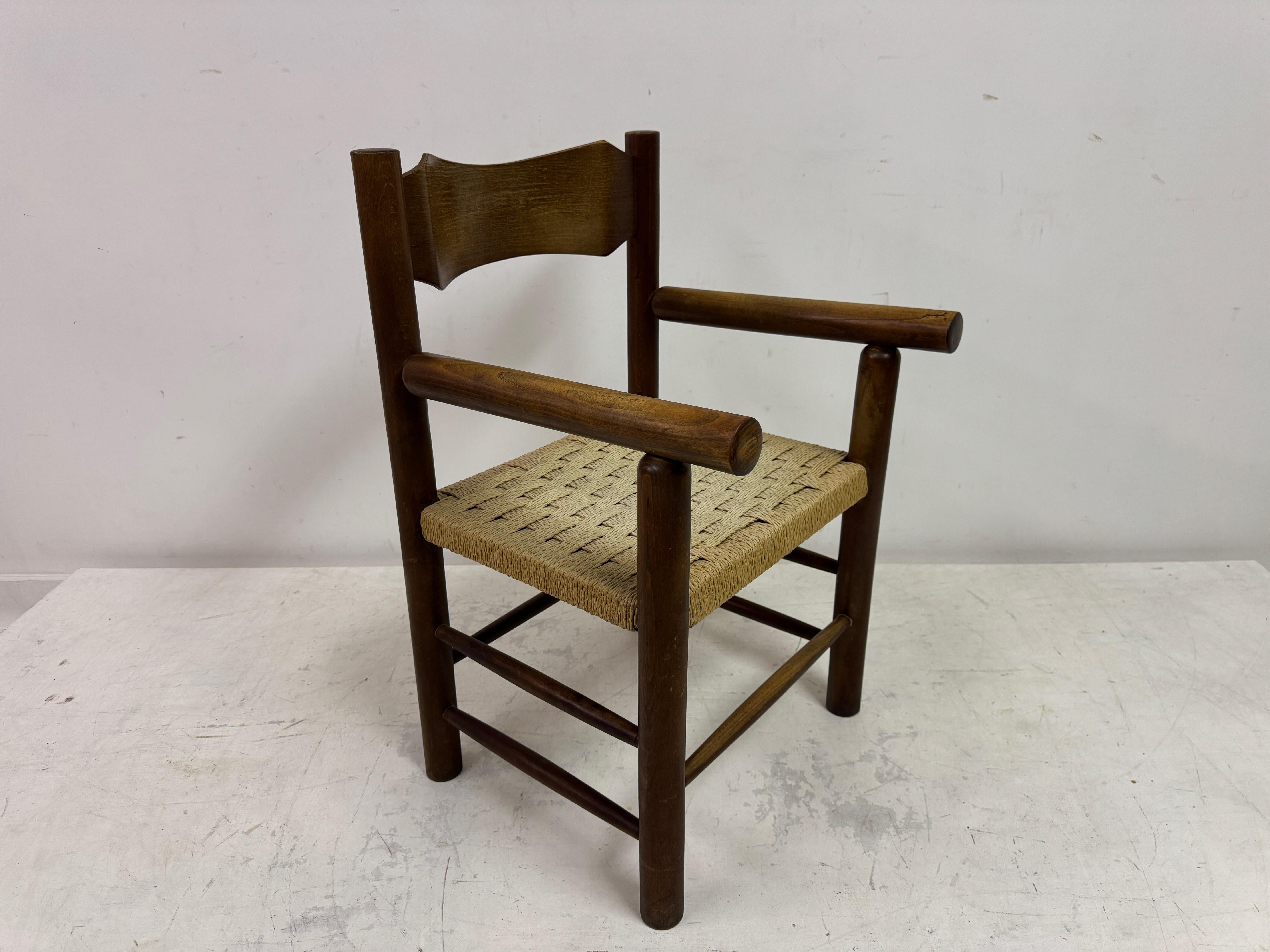 Mid Century Italian Armchair With Rush Seat For Sale 10