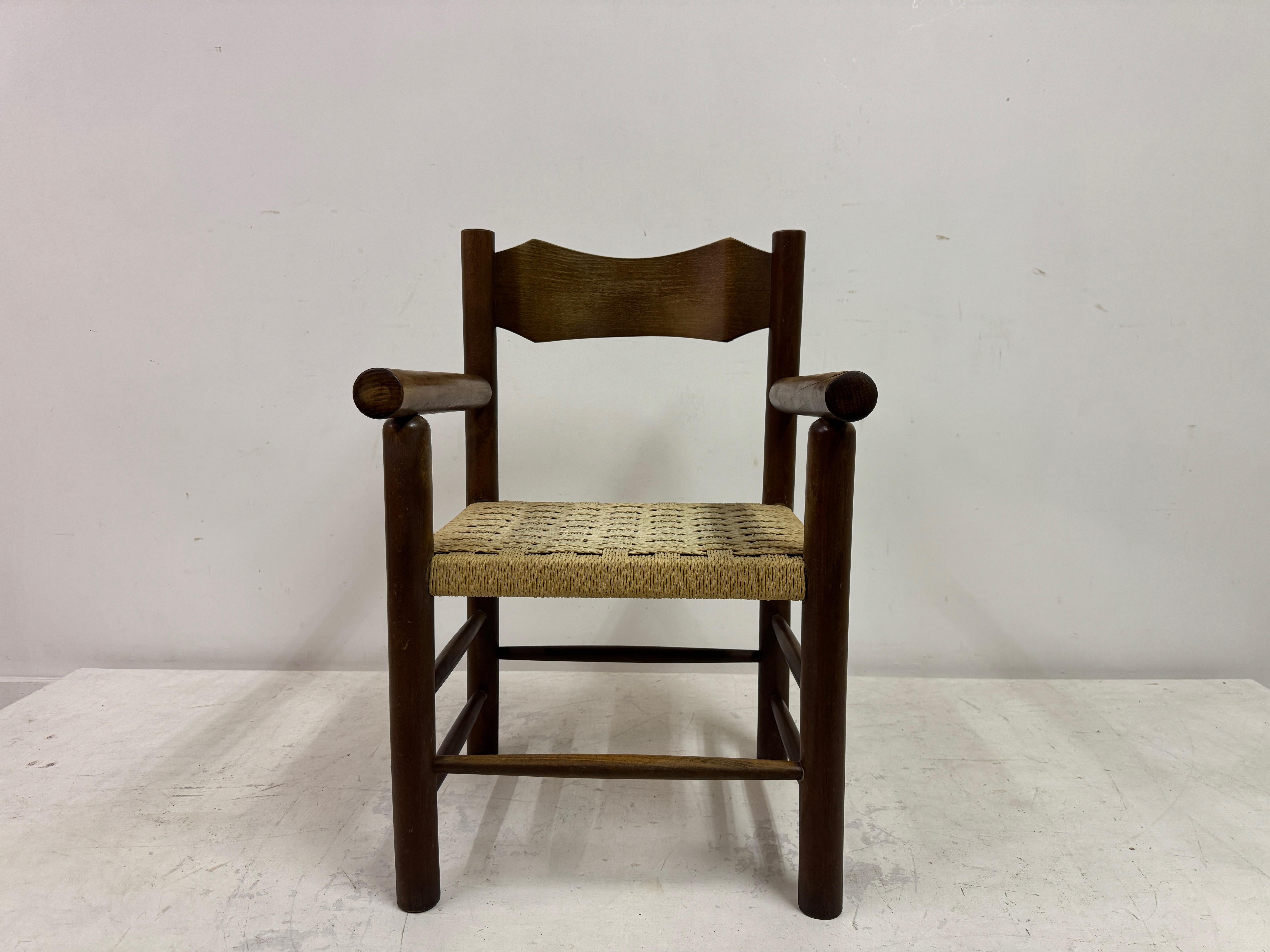 Mid-Century Modern Mid Century Italian Armchair With Rush Seat For Sale