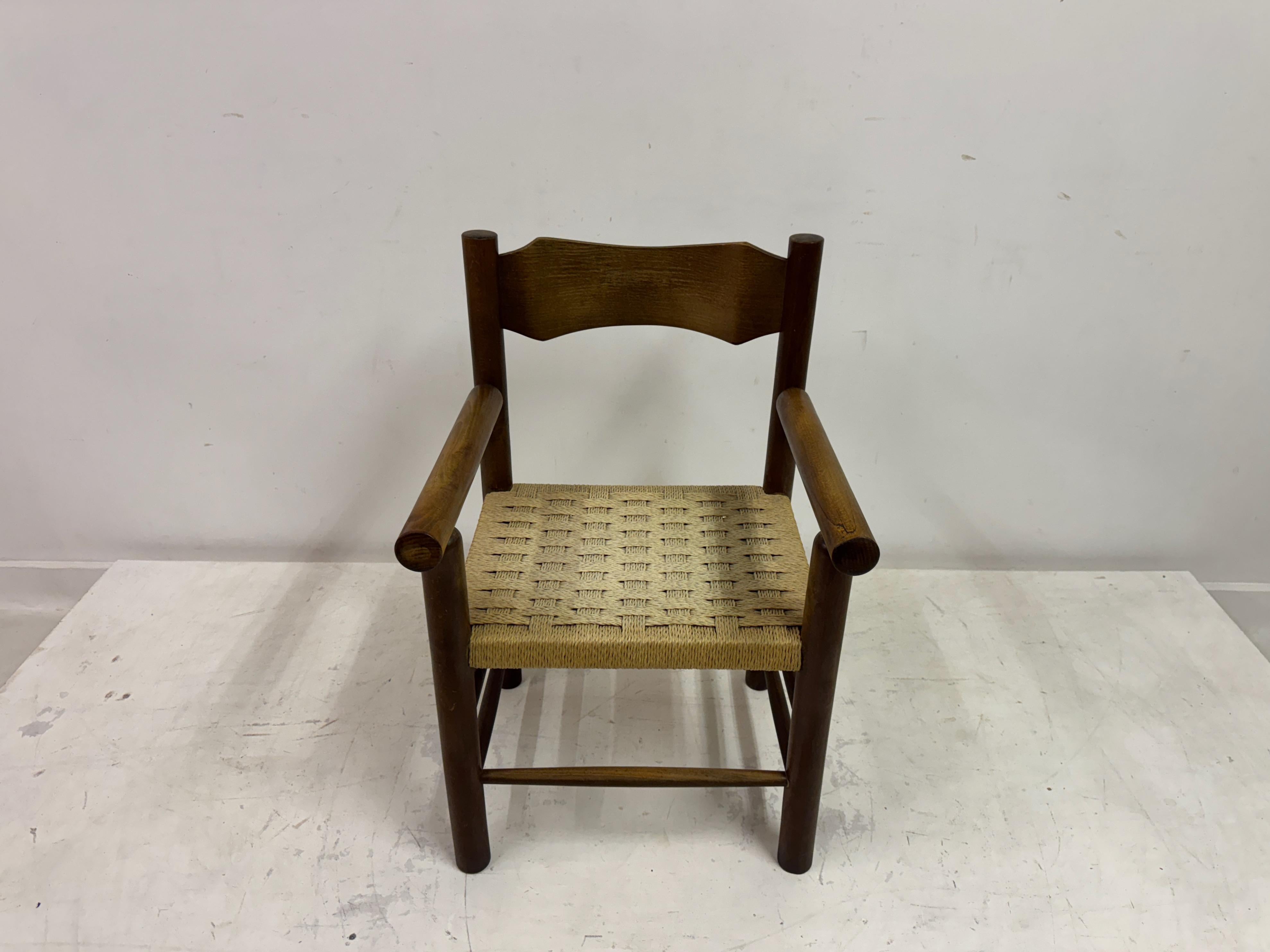 Mid Century Italian Armchair With Rush Seat In Good Condition For Sale In London, London