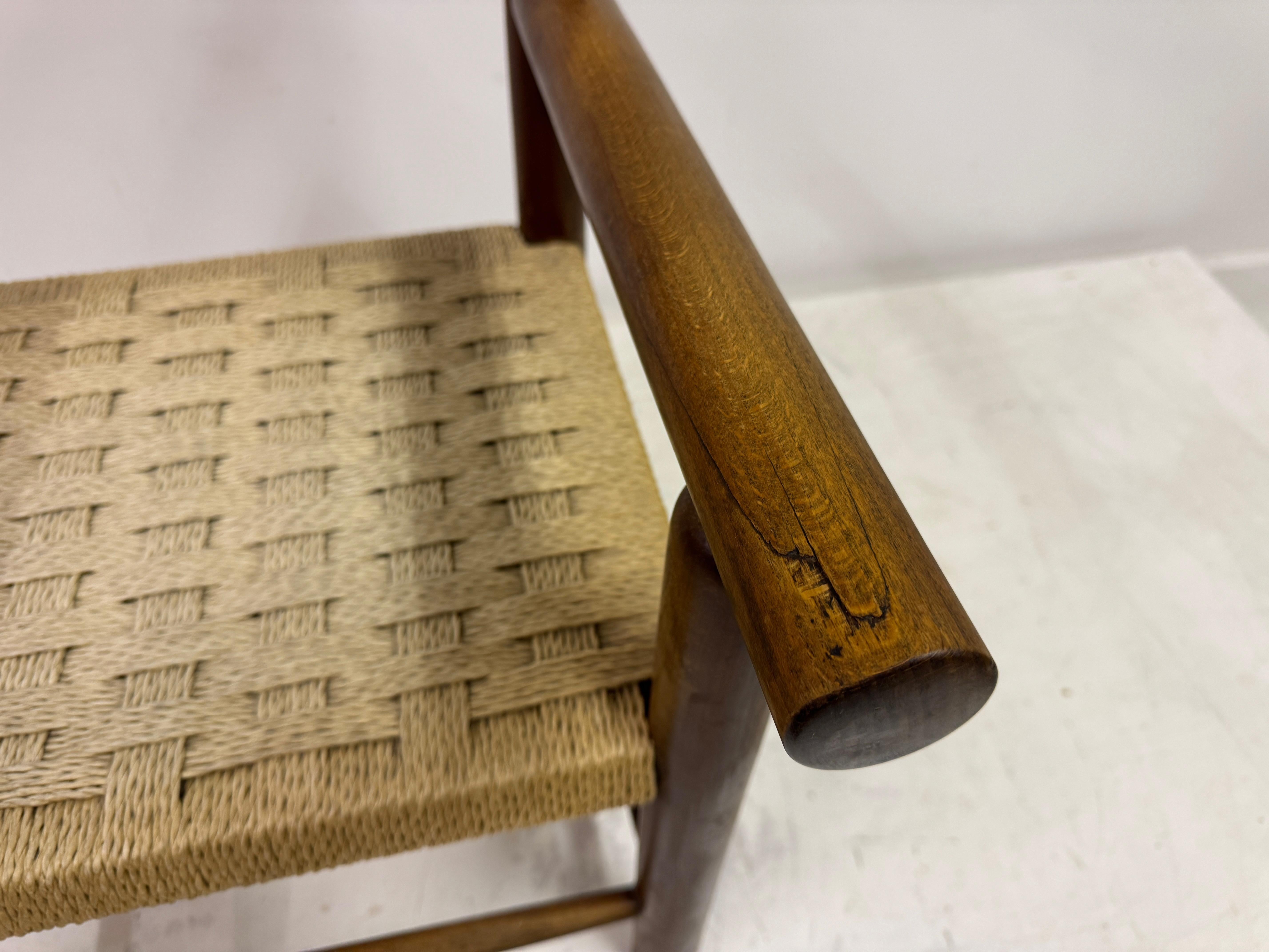 Mid Century Italian Armchair With Rush Seat For Sale 1