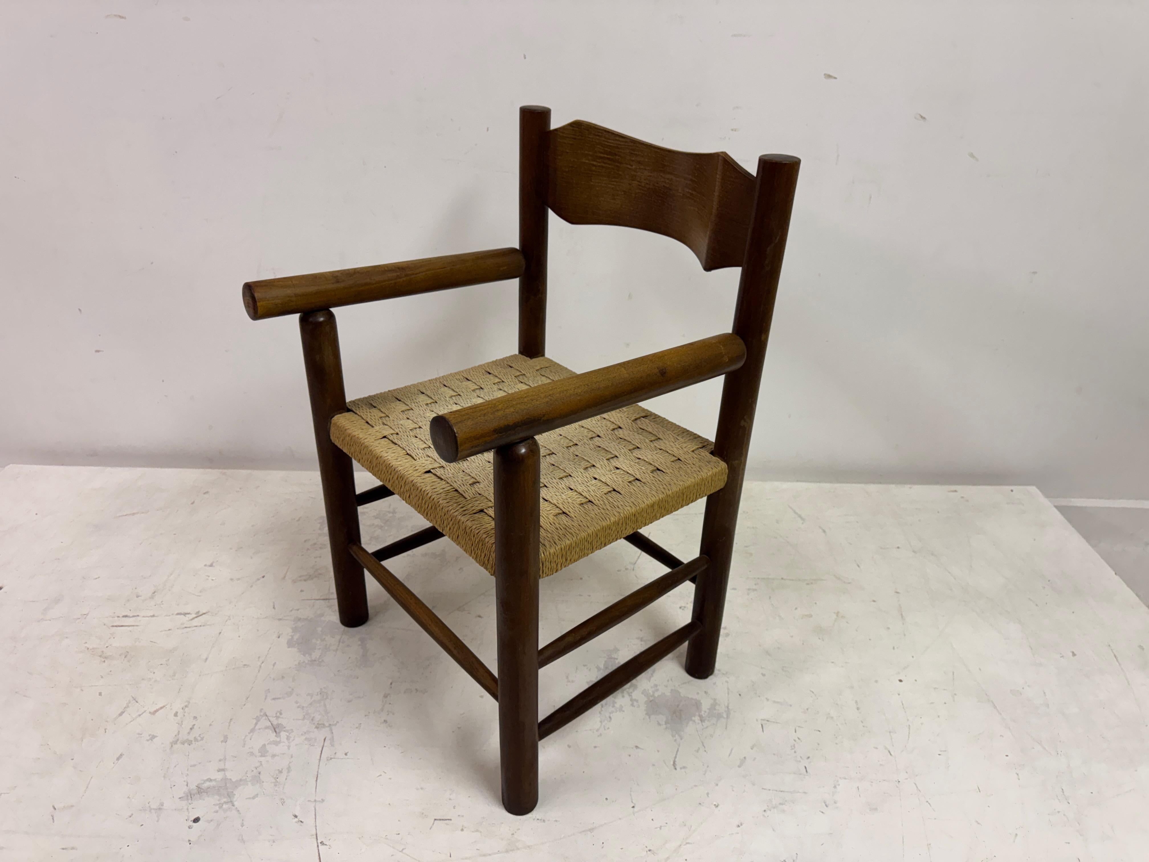 Mid Century Italian Armchair With Rush Seat For Sale 2