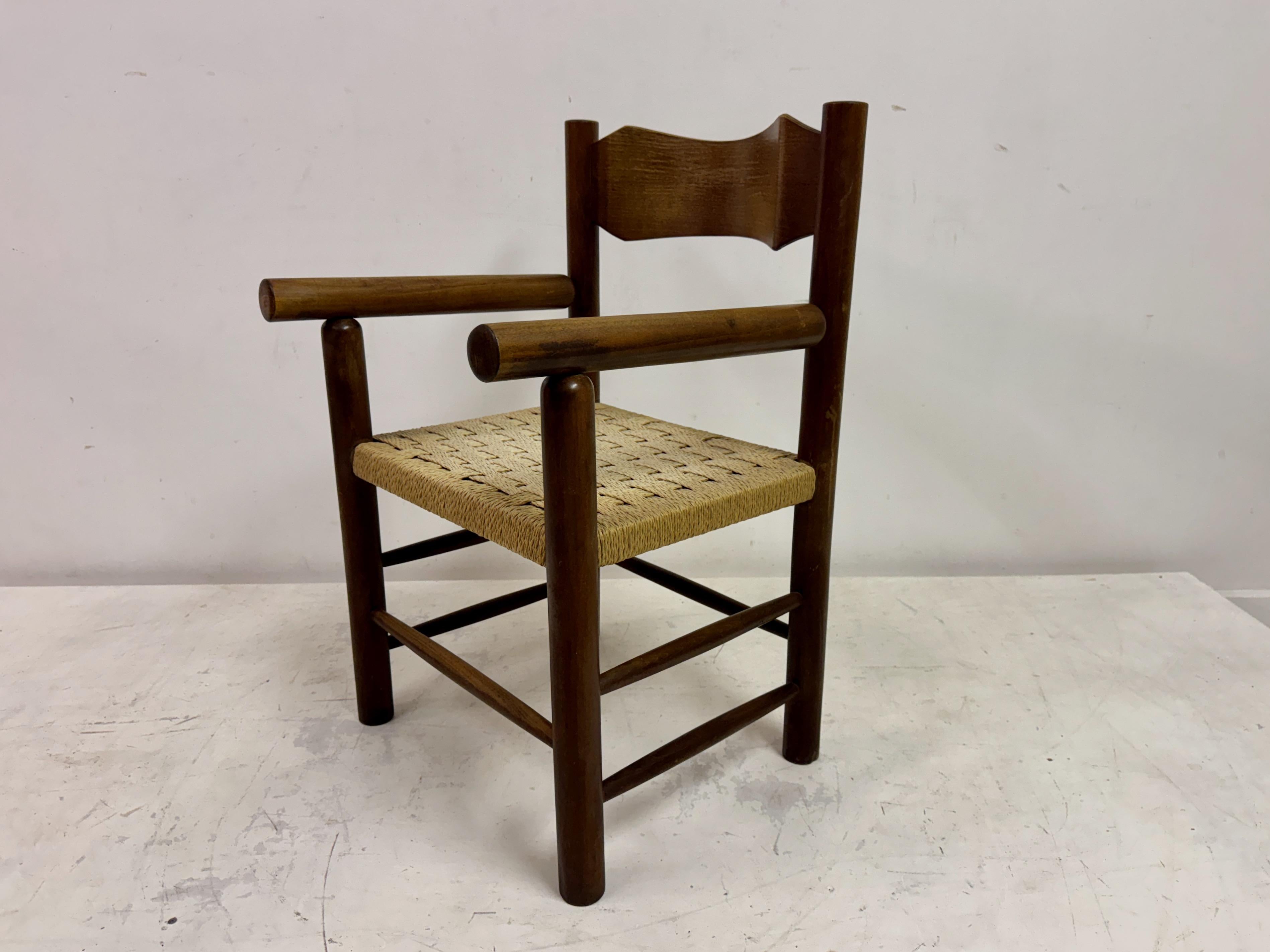 Mid Century Italian Armchair With Rush Seat For Sale 3