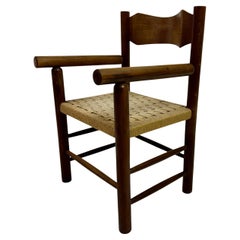 Mid Century Italian Armchair With Rush Seat