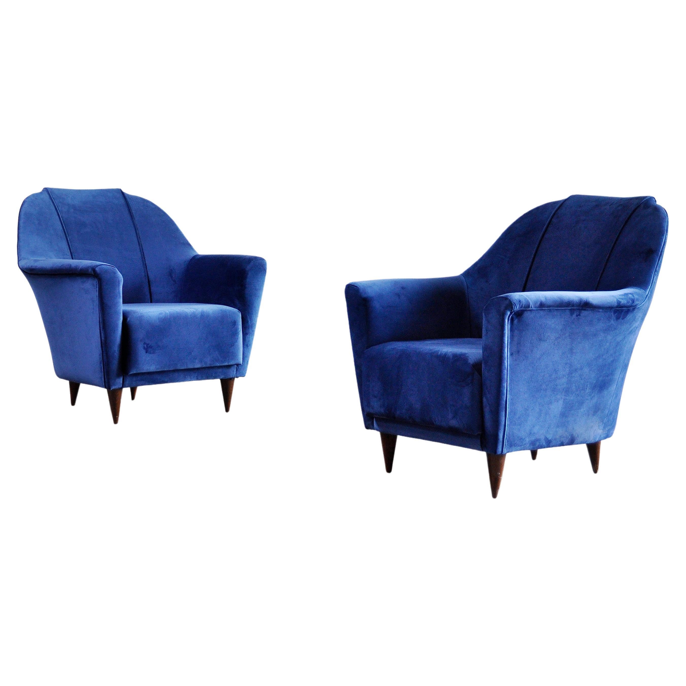 Mid-Century Italian Armchairs by Ico Parisi for Ariberto Colombo, Set of 2 For Sale