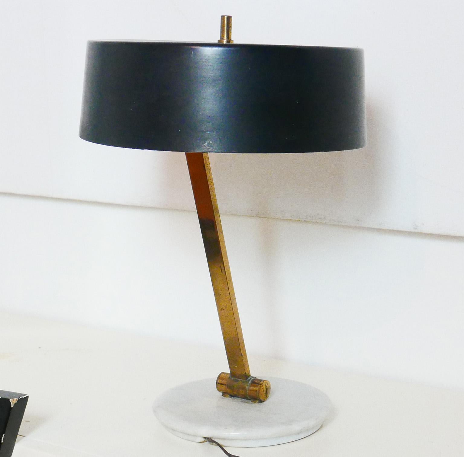 black and brass table lamp