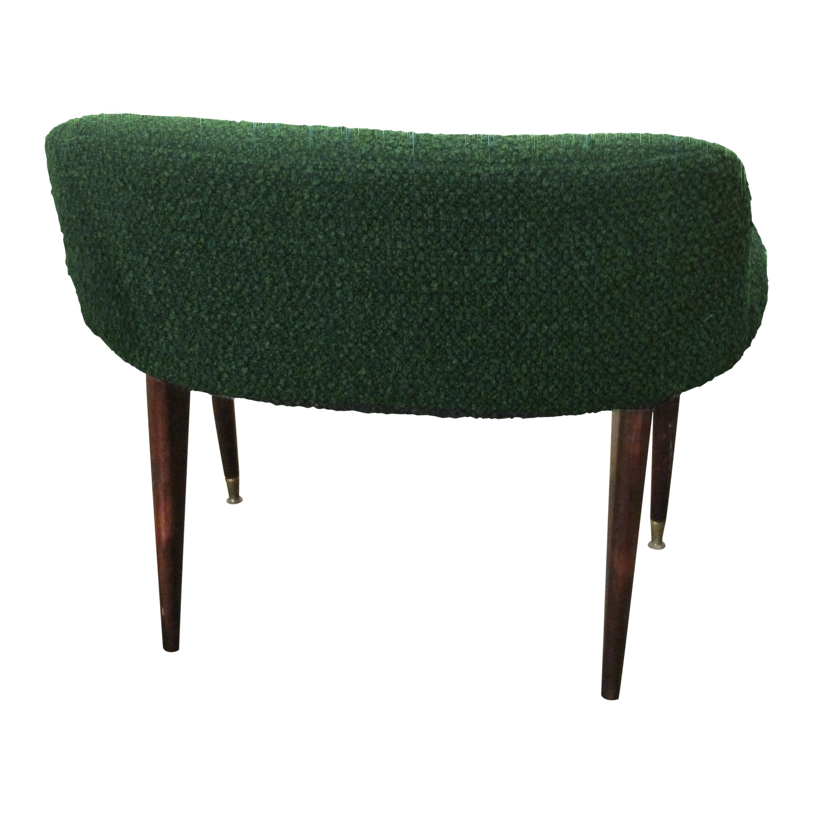 Mid-20th Century Mid-Century Italian Art Deco Stool with Backrest Newly Upholstered For Sale