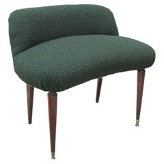 Italian Art Deco Stool with Backrest Newly Upholstered