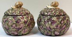 Mid-Century Italian Artichoke and Snail Condiment Dishes Signed Coronet with AG