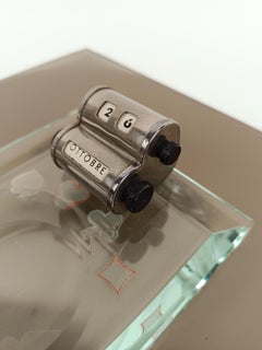 Mid Century Italian Ashtray and Perpetual Calendar in the Style of Fontana Arte