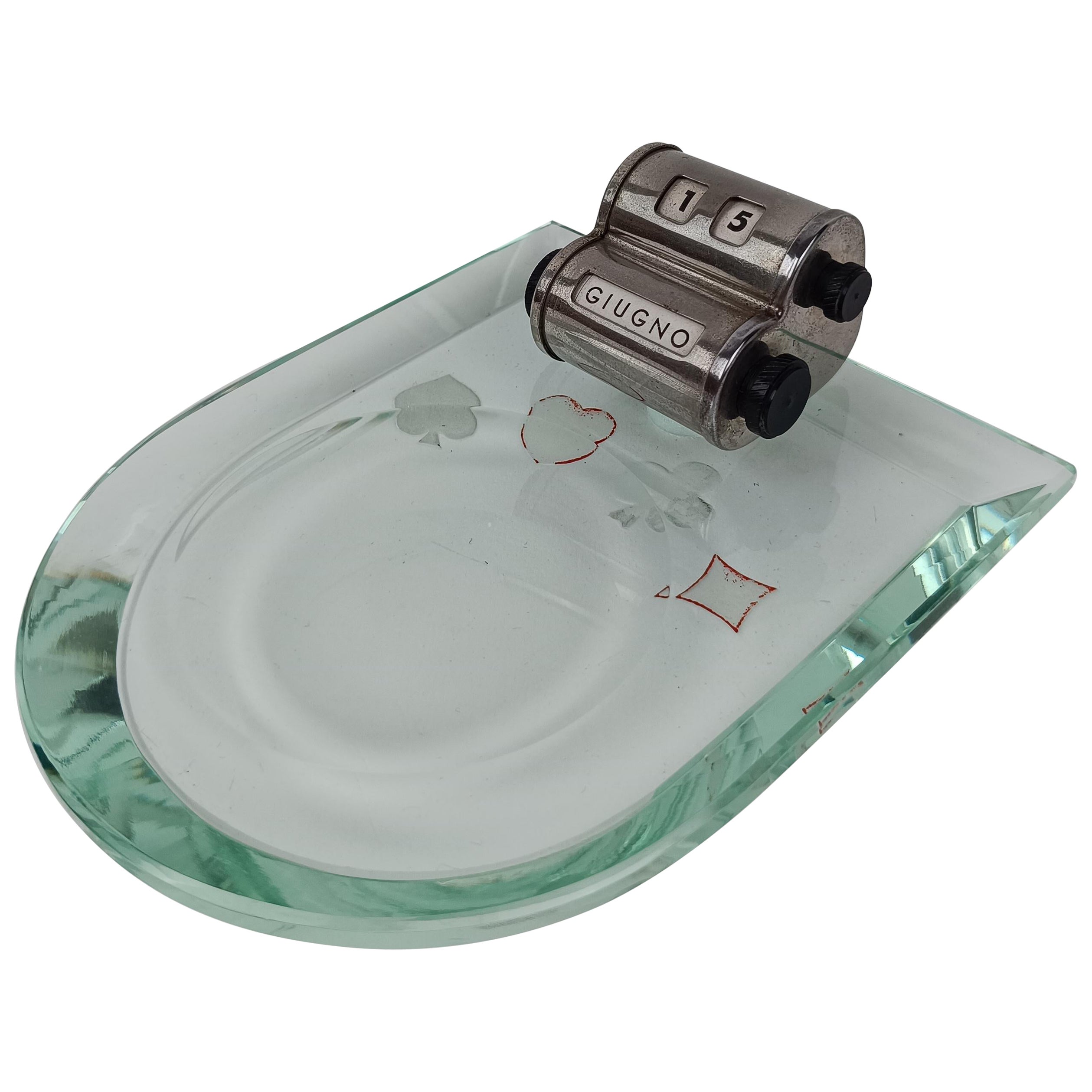 Italienischer Aschenbecher und Ewiger Kalender aus der Mitte des Jahrhunderts im Stil von Fontana Arte im Angebot