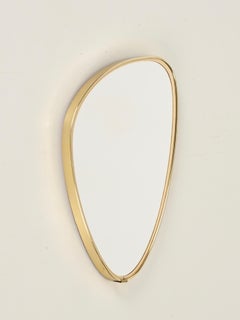 Mid-Century Italian Asymmetric Brass Wall Mirror, 1950s