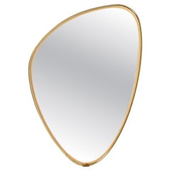 Mid-Century Italian Asymmetric Brass Wall Mirror, 1950s Mid-Century Italian Asymmetric Brass Wall Mirror, 1950s