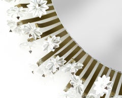 Mid-century Italian Back Lit Mirror with Glass Rosettes