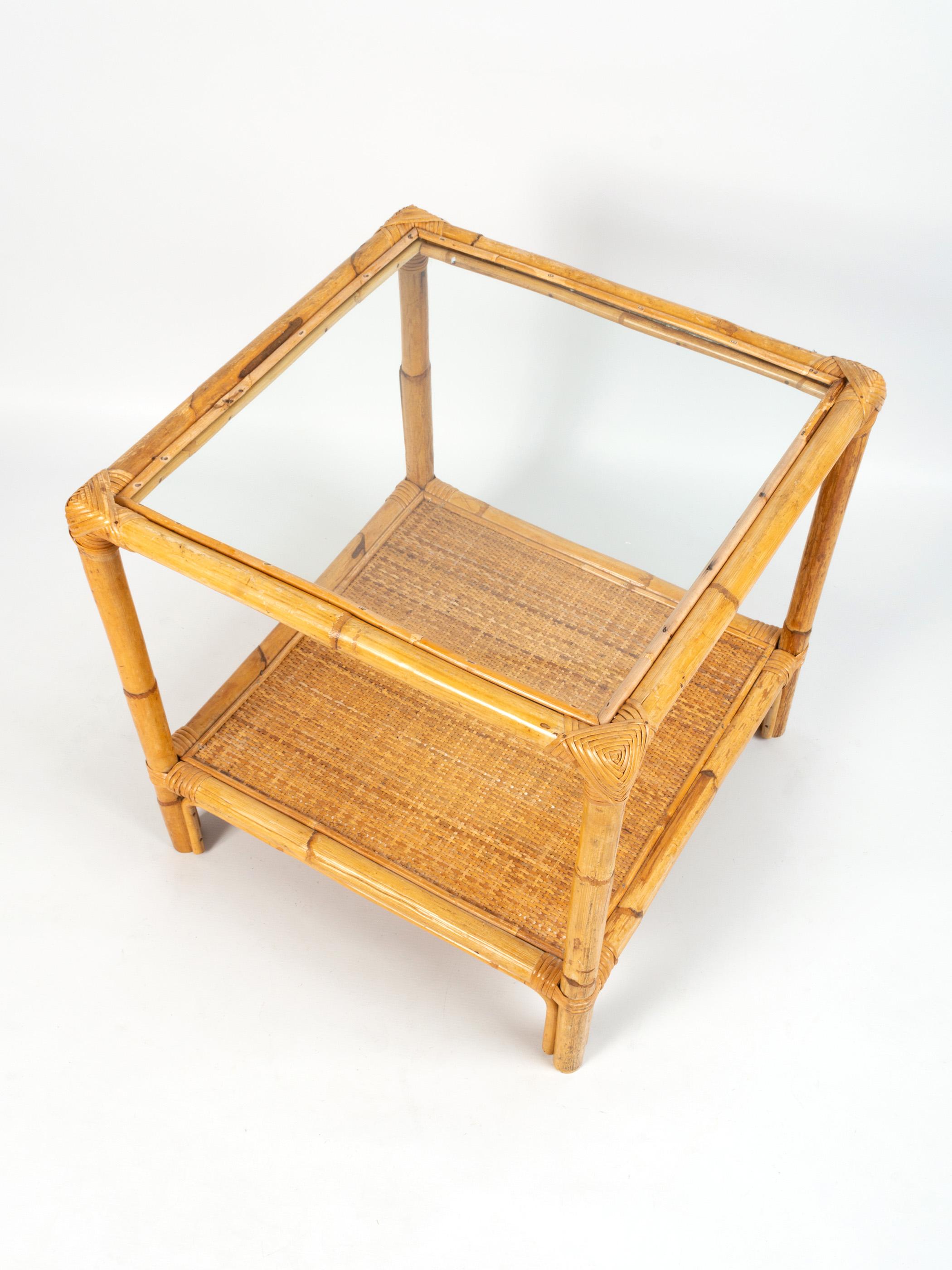 mid century rattan coffee table