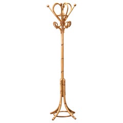 Mid-Century Italian Bamboo and Rattan Hall Tree in the Manner of Franco Albini