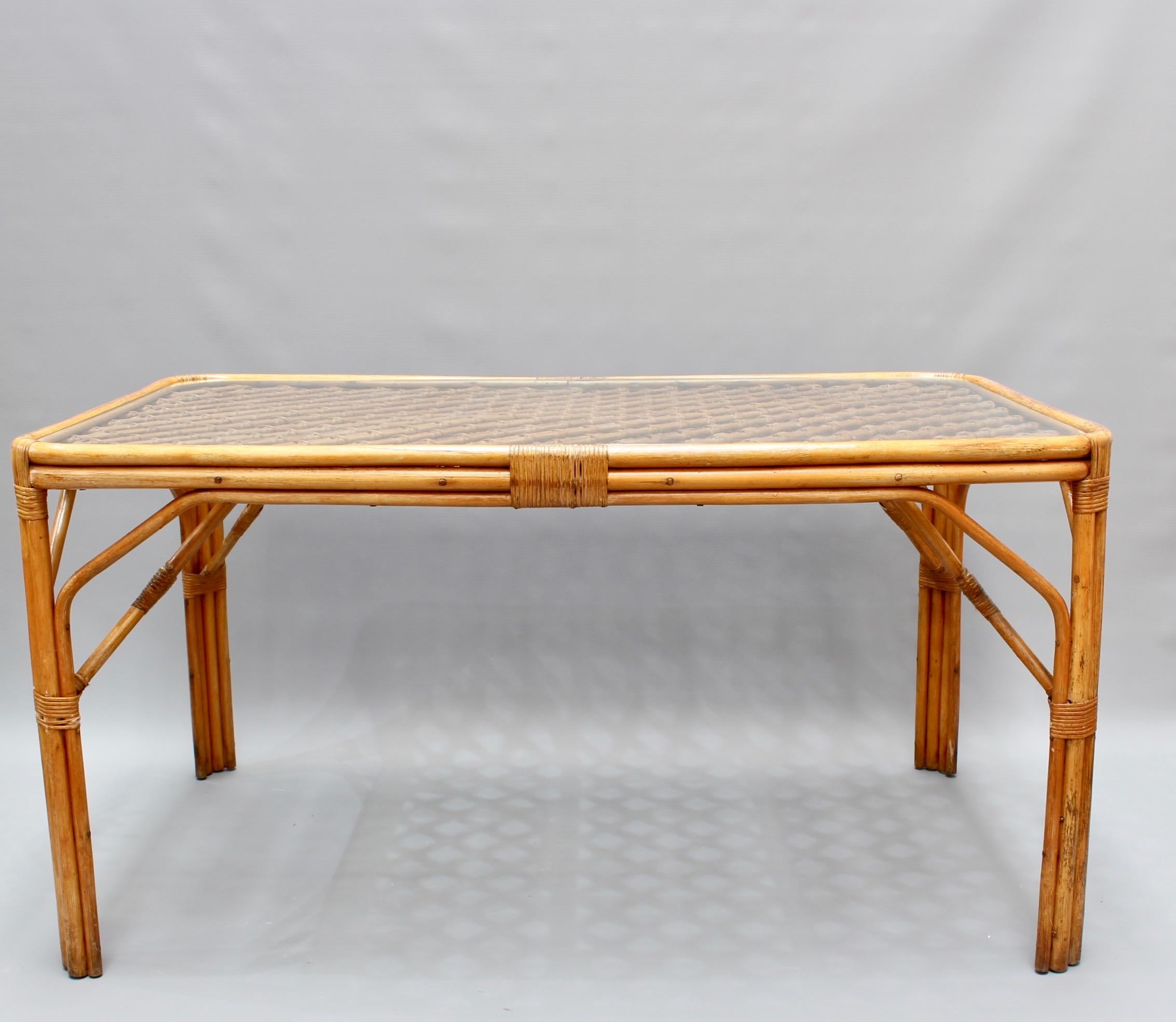 Midcentury Italian Bamboo and Rattan Dining Table, 'circa 1960s' In Fair Condition In London, GB