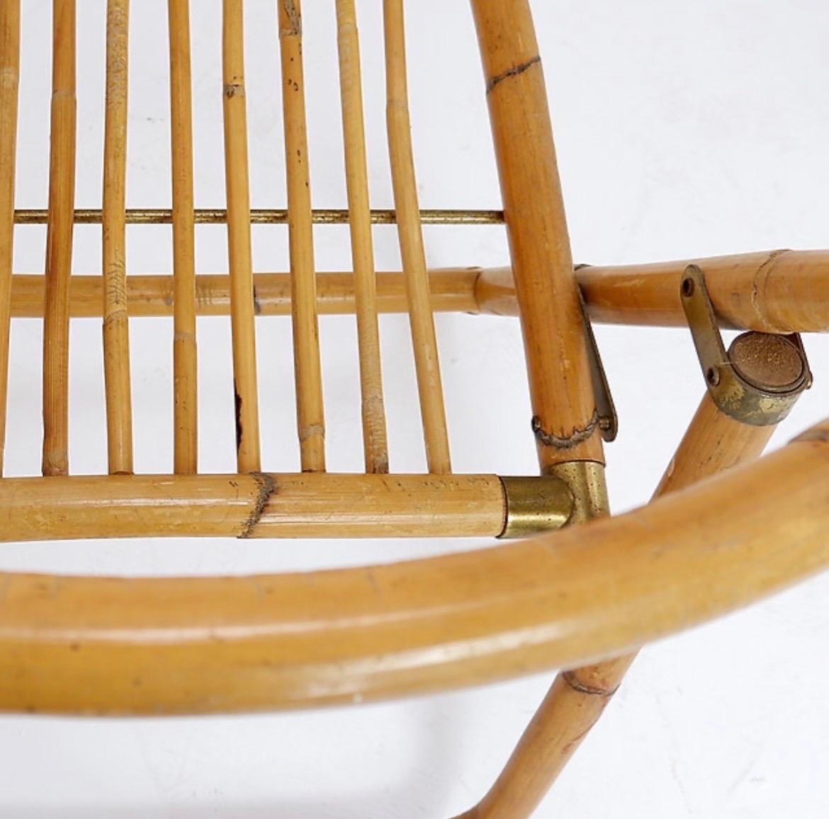 Mid-20th Century Mid-Century Italian Bamboo Dal Vera Folding Chair, 1960s For Sale