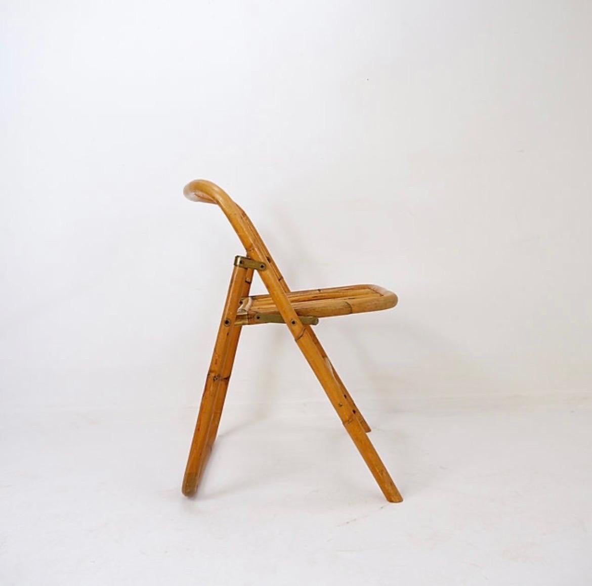 Mid-Century Italian Bamboo Dal Vera Folding Chair, 1960s For Sale 1