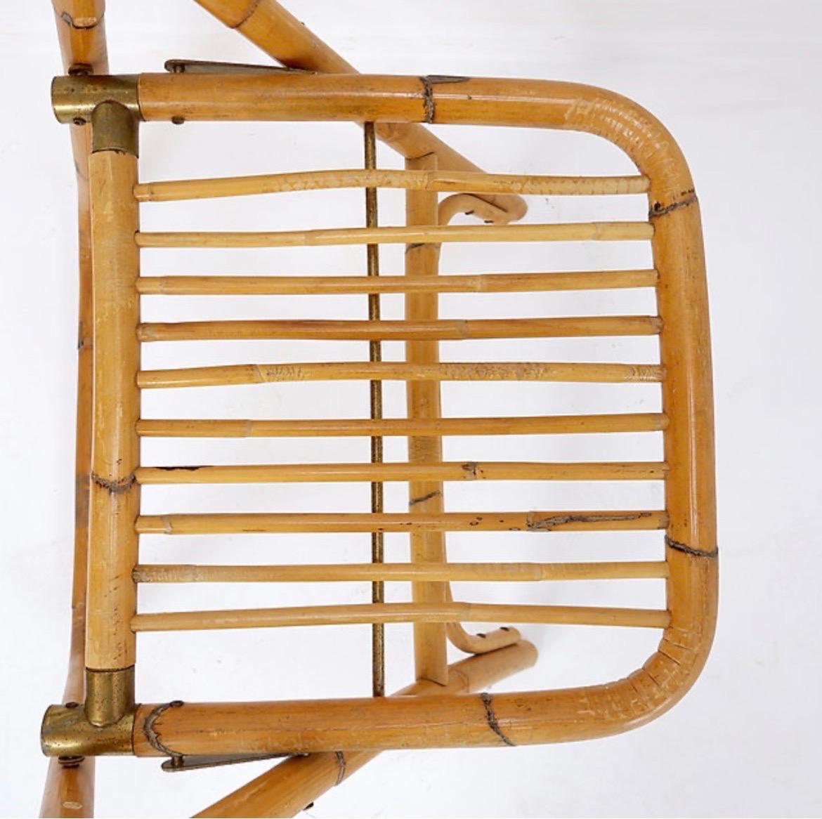 Mid-Century Italian Bamboo Dal Vera Folding Chair, 1960s For Sale 3