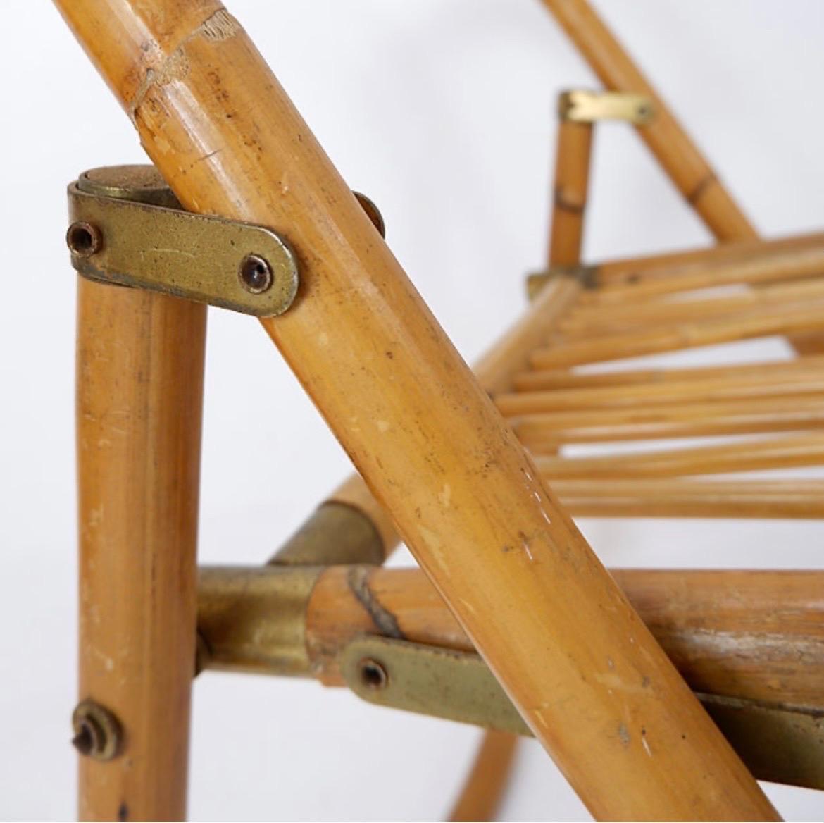 Mid-Century Italian Bamboo Dal Vera Folding Chair, 1960s For Sale 5