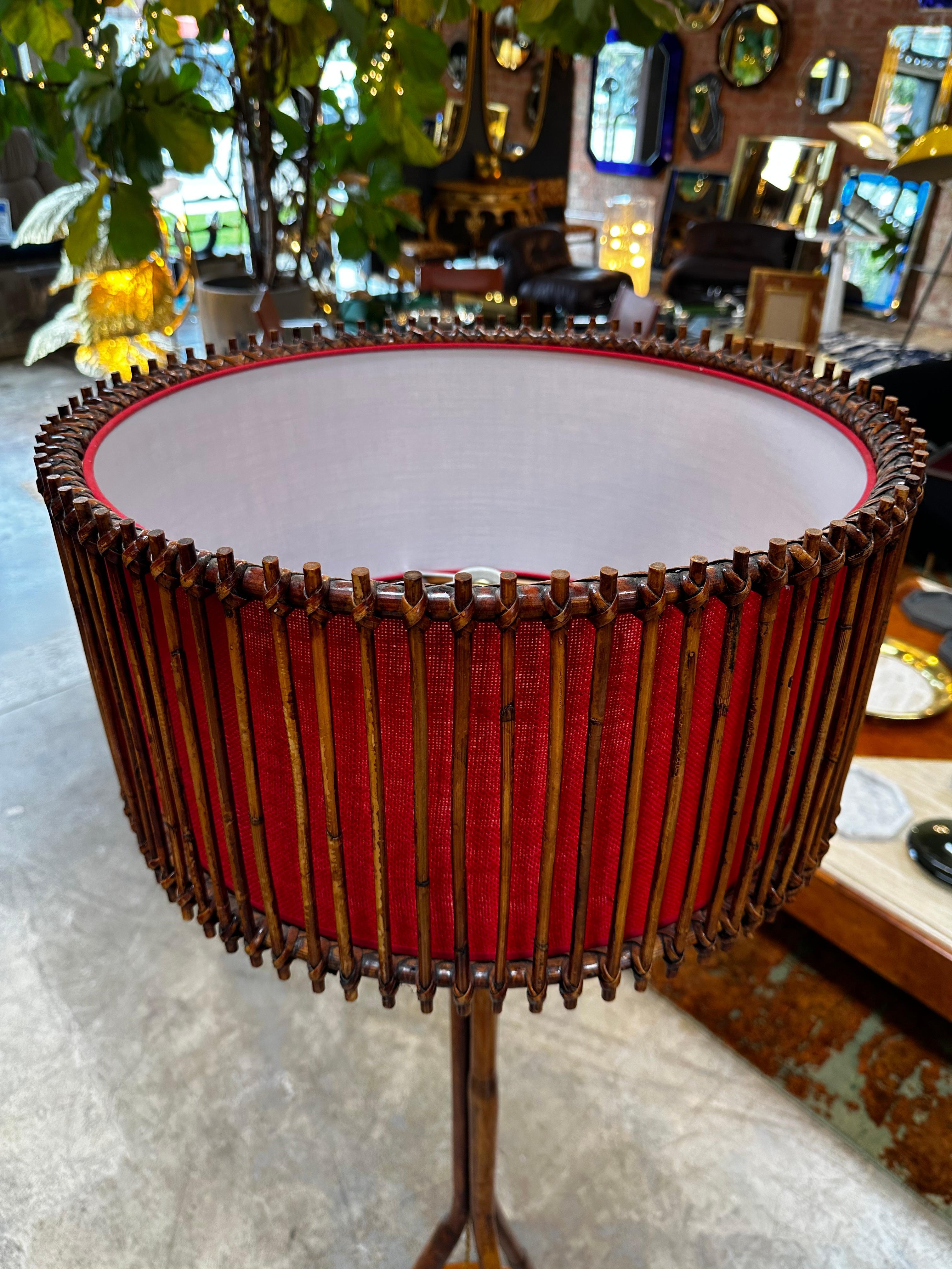 Midcentury Italian Bamboo Floor Lamp, 1960s In Good Condition In Los Angeles, CA