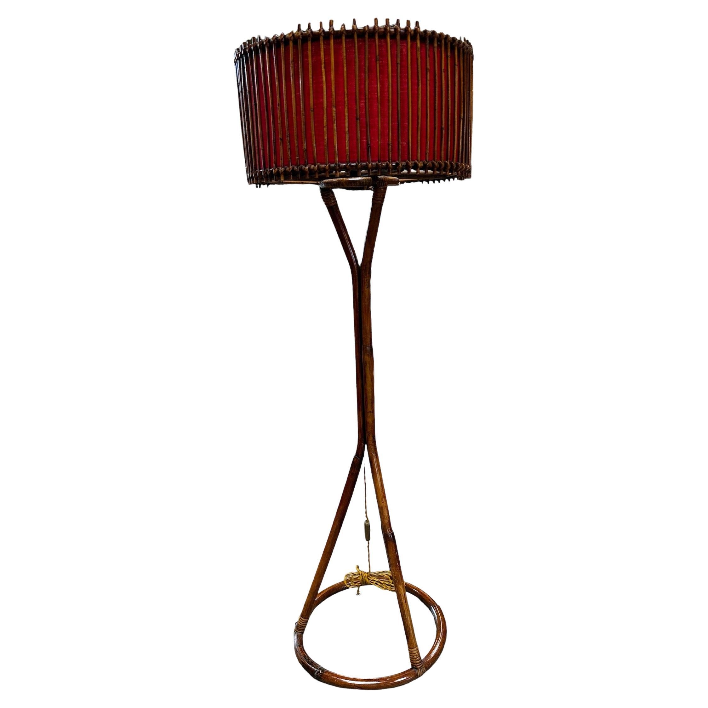 Midcentury Italian Bamboo Floor Lamp, 1960s