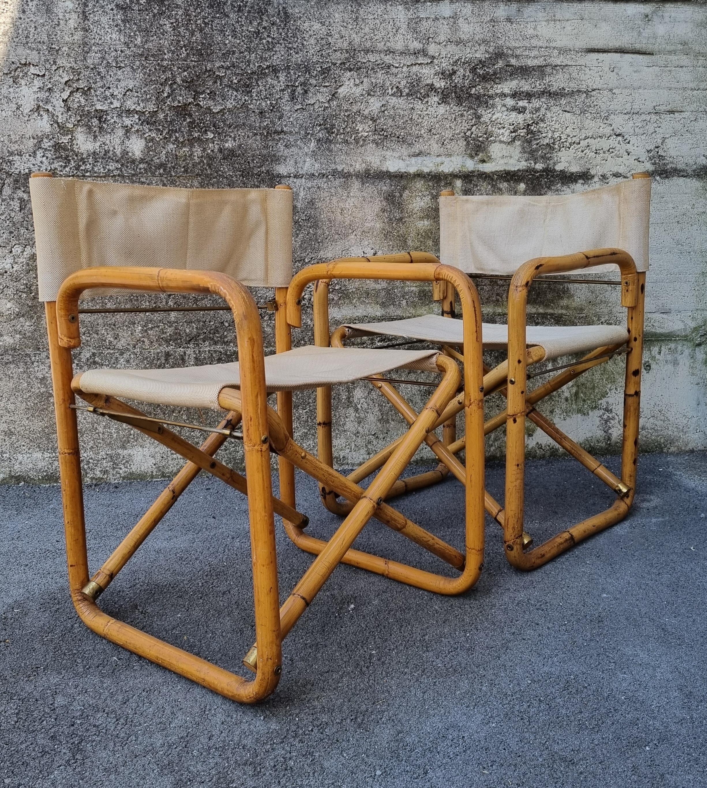 Mid-Century Italian Bamboo Folding Chairs, Italy 60s, Set of 2 For Sale 4