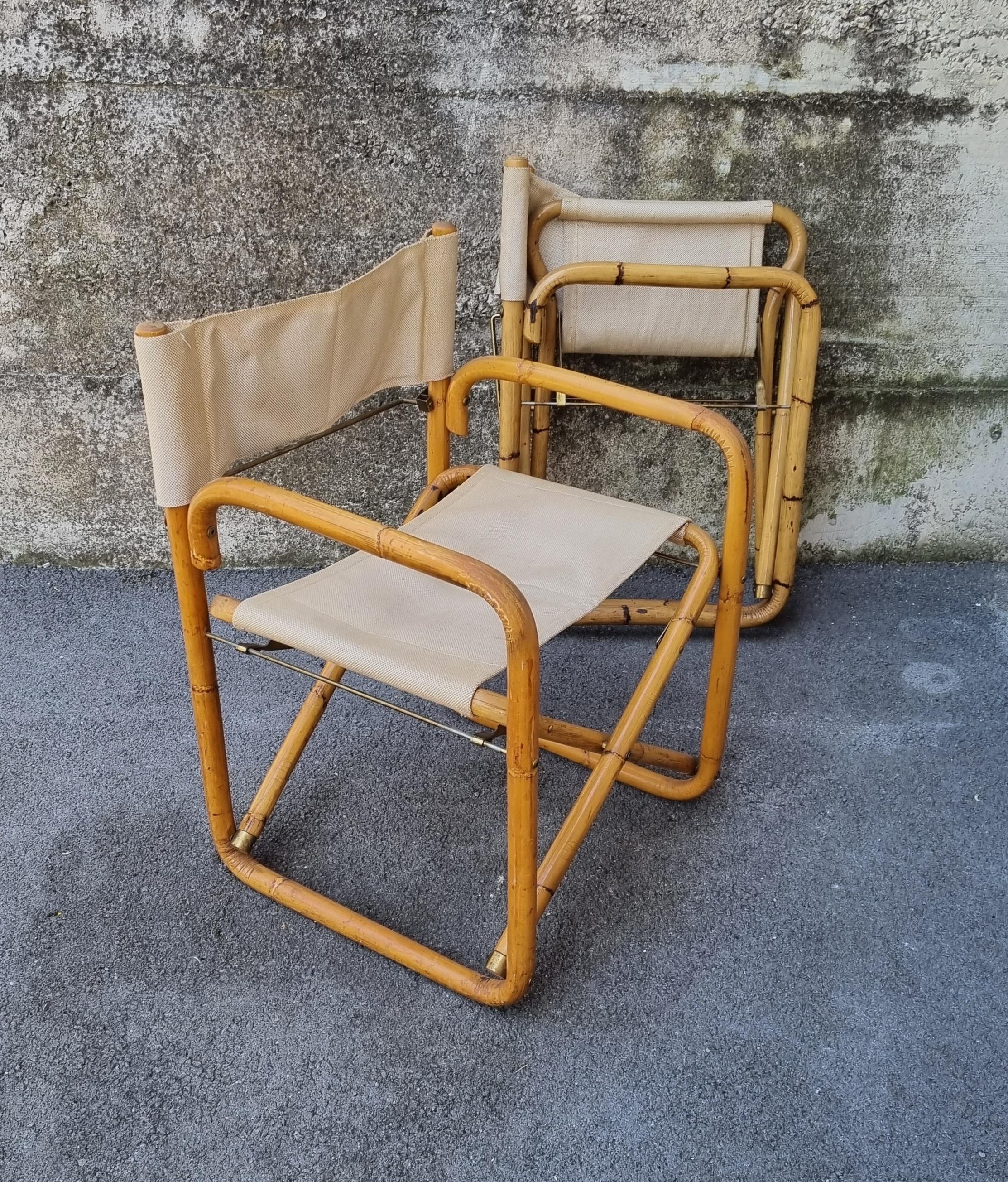 Nice pair of folding bamboo chairs made in Italy in the 60s
