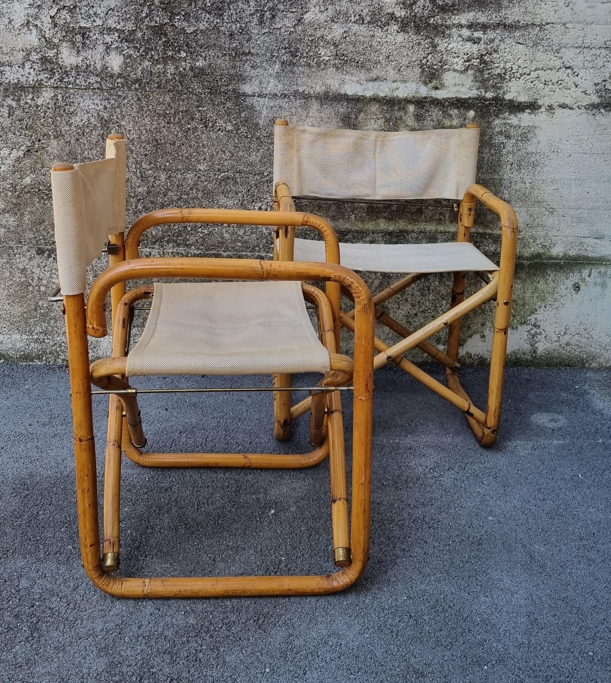 Mid-Century Italian Bamboo Folding Chairs, Italy 60s, Set of 2 In Good Condition For Sale In Lucija, SI