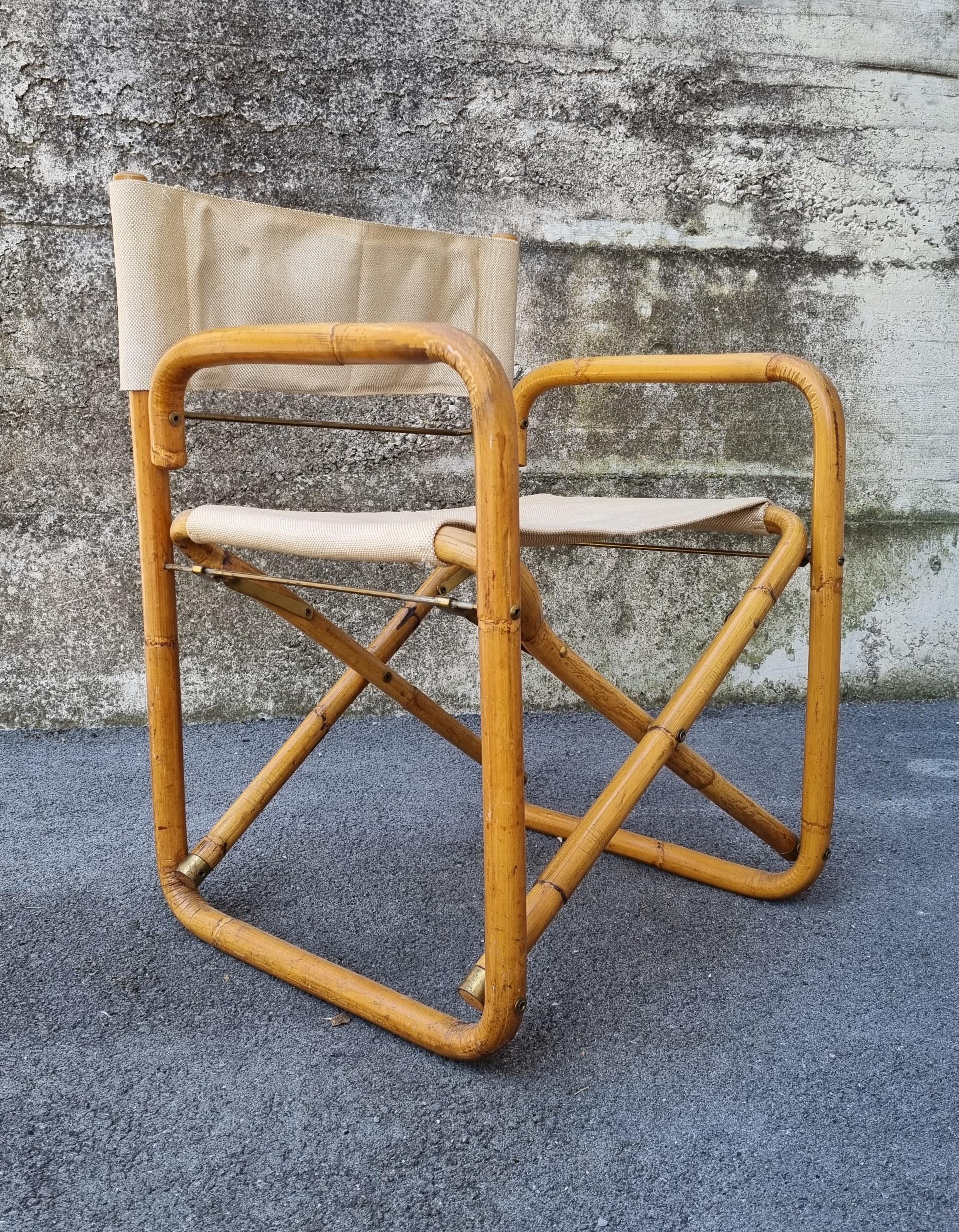 Mid-Century Italian Bamboo Folding Chairs, Italy 60s, Set of 2 For Sale 1