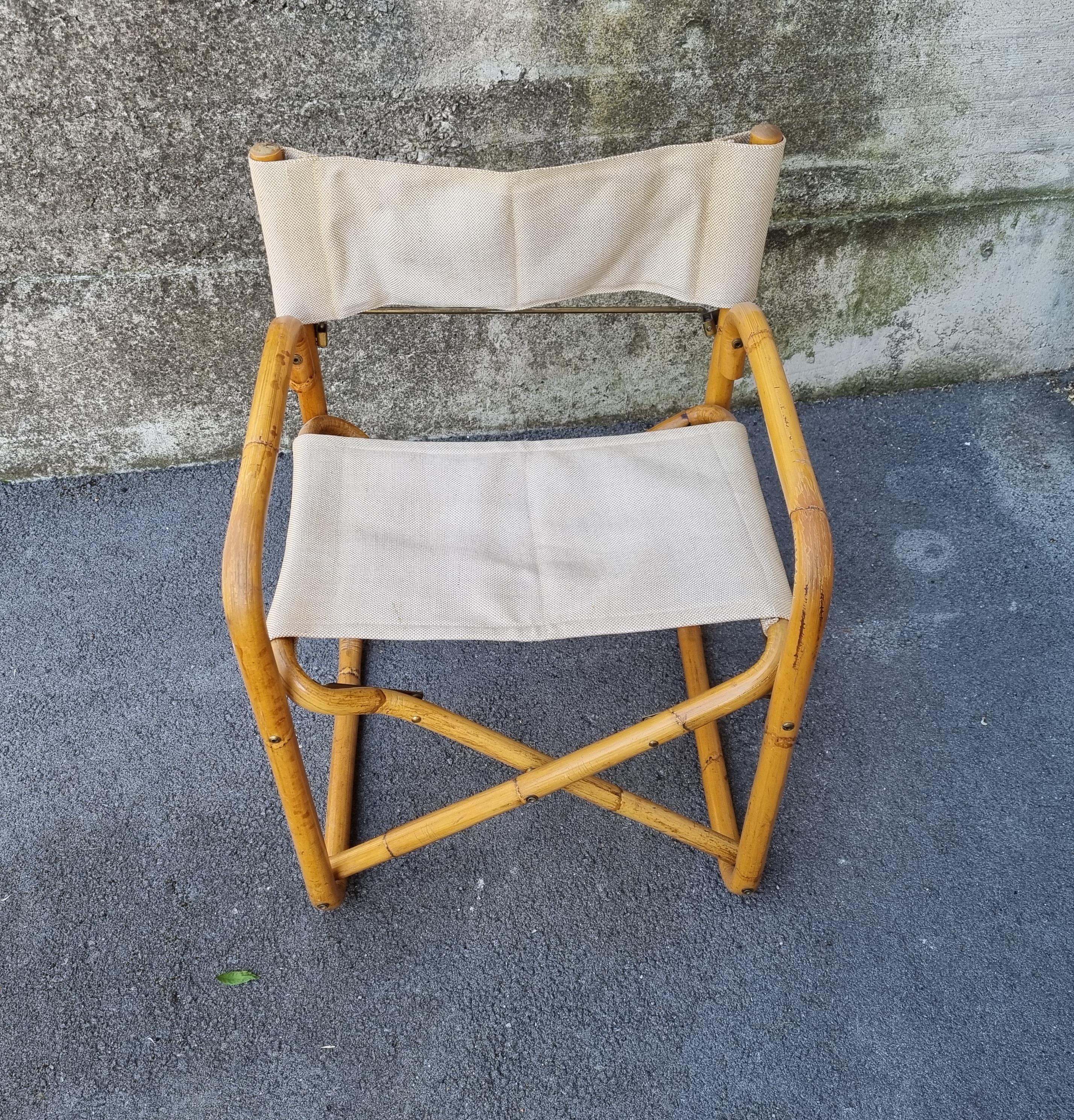 Mid-Century Italian Bamboo Folding Chairs, Italy 60s, Set of 2 For Sale 2