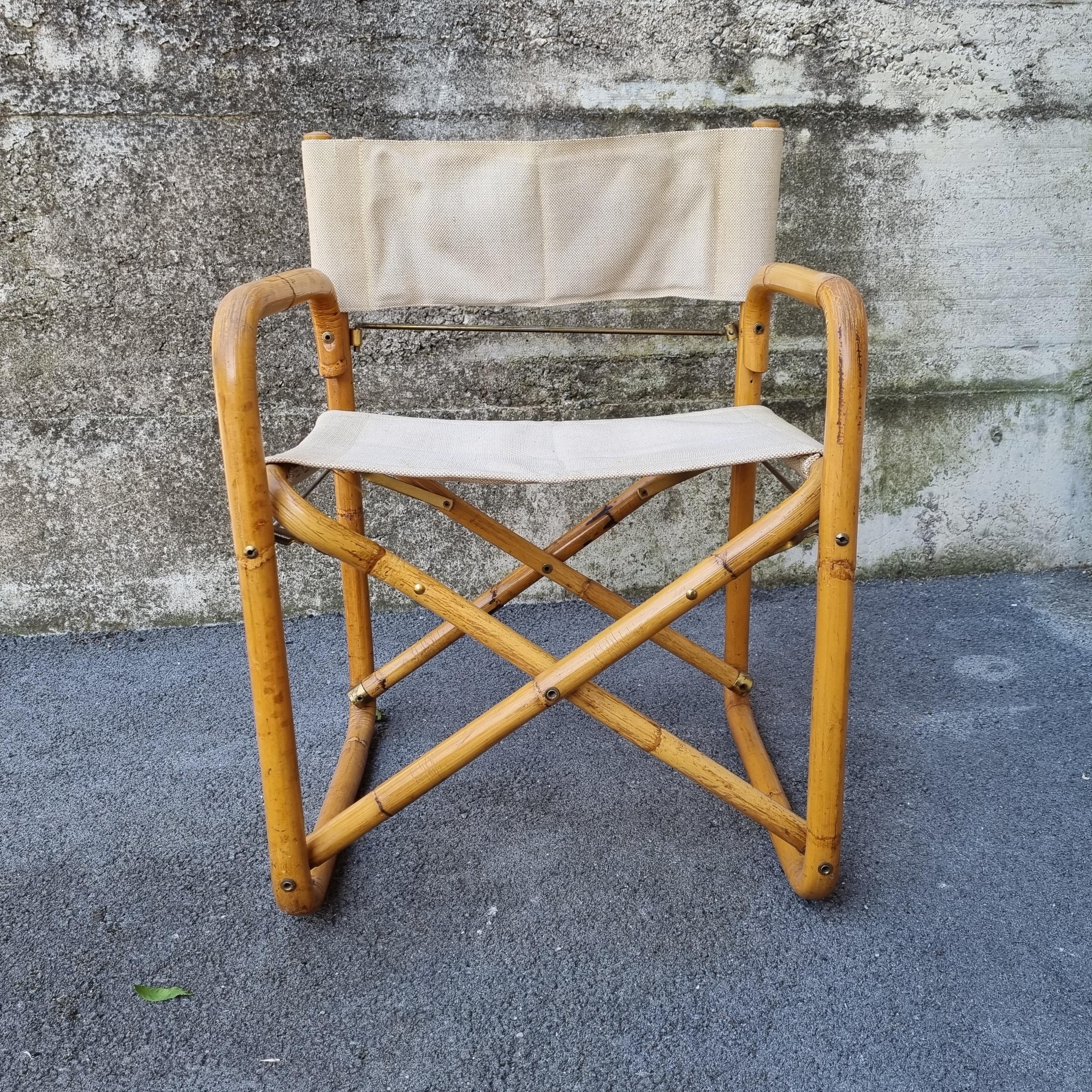 Mid-Century Italian Bamboo Folding Chairs, Italy 60s, Set of 2 For Sale 3