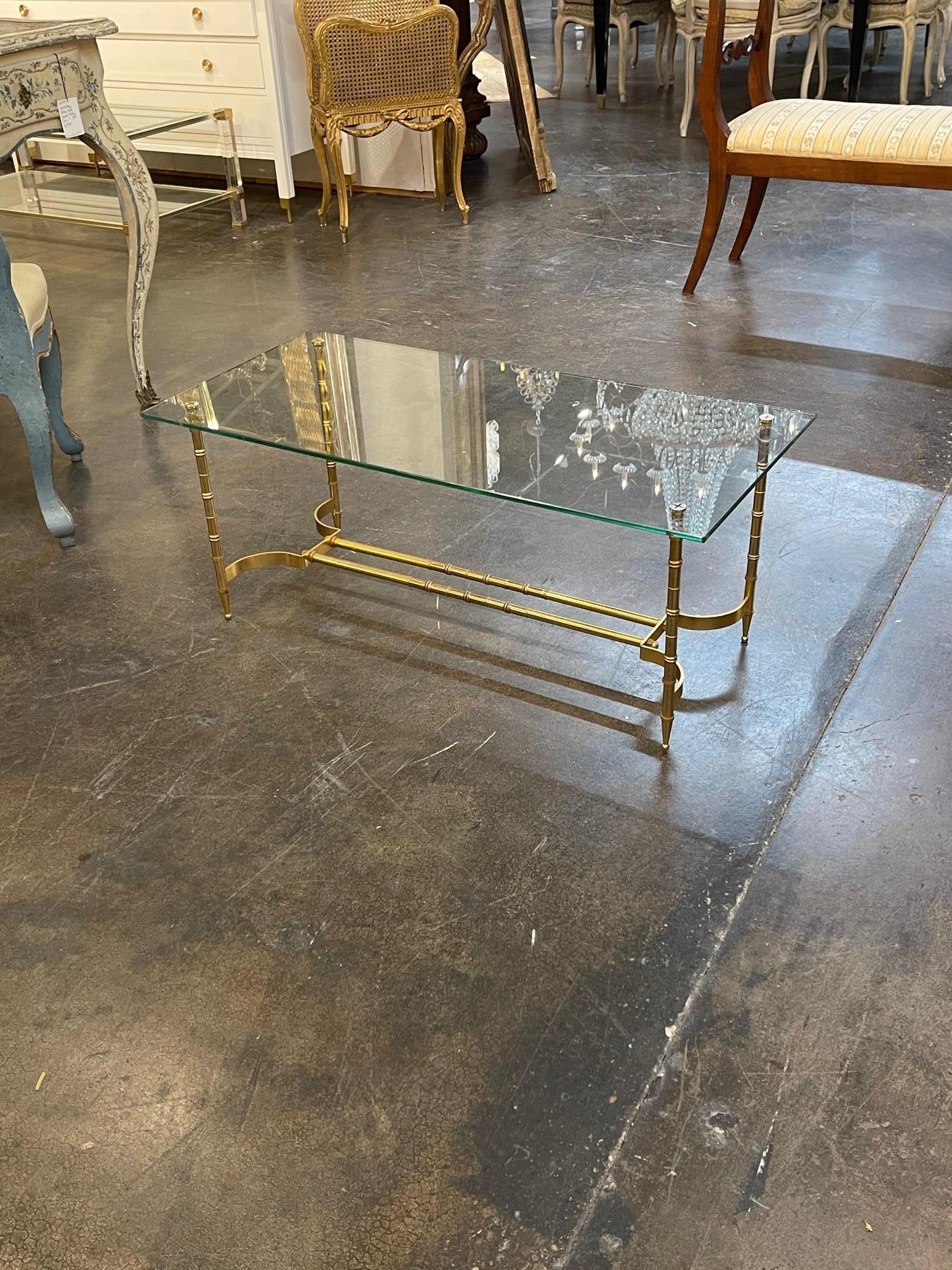 Mid-Century Italian Bamboo Form Coffee Table For Sale 1
