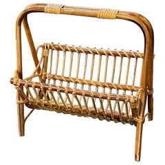 Vintage Mid Century Italian Bamboo Magazine Holder