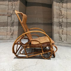 Mid-Century Italian Bamboo & Rattan Reclining Chaise Longue