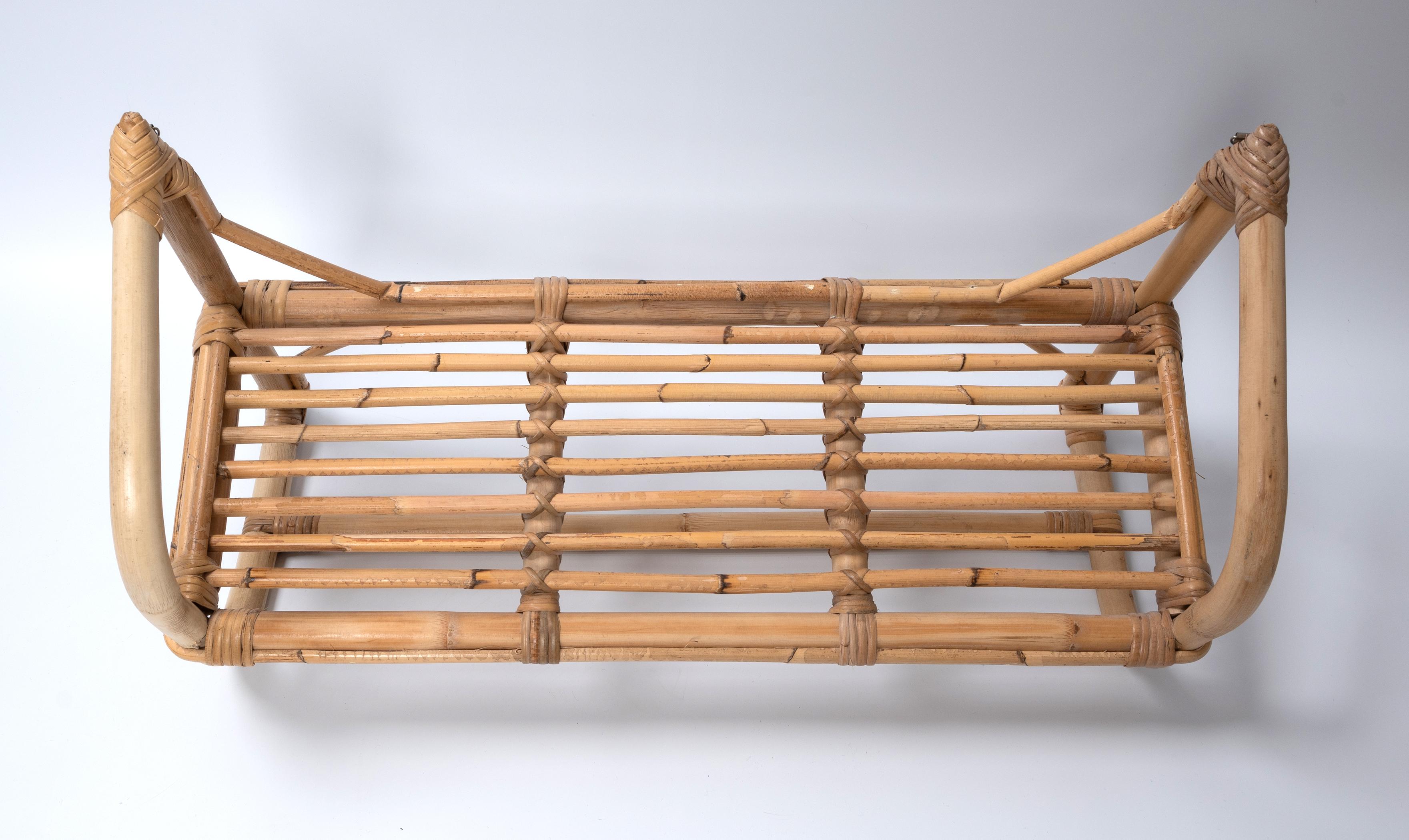 Mid-Century Modern Mid Century Italian Bamboo Rattan Shelf C.1960 For Sale