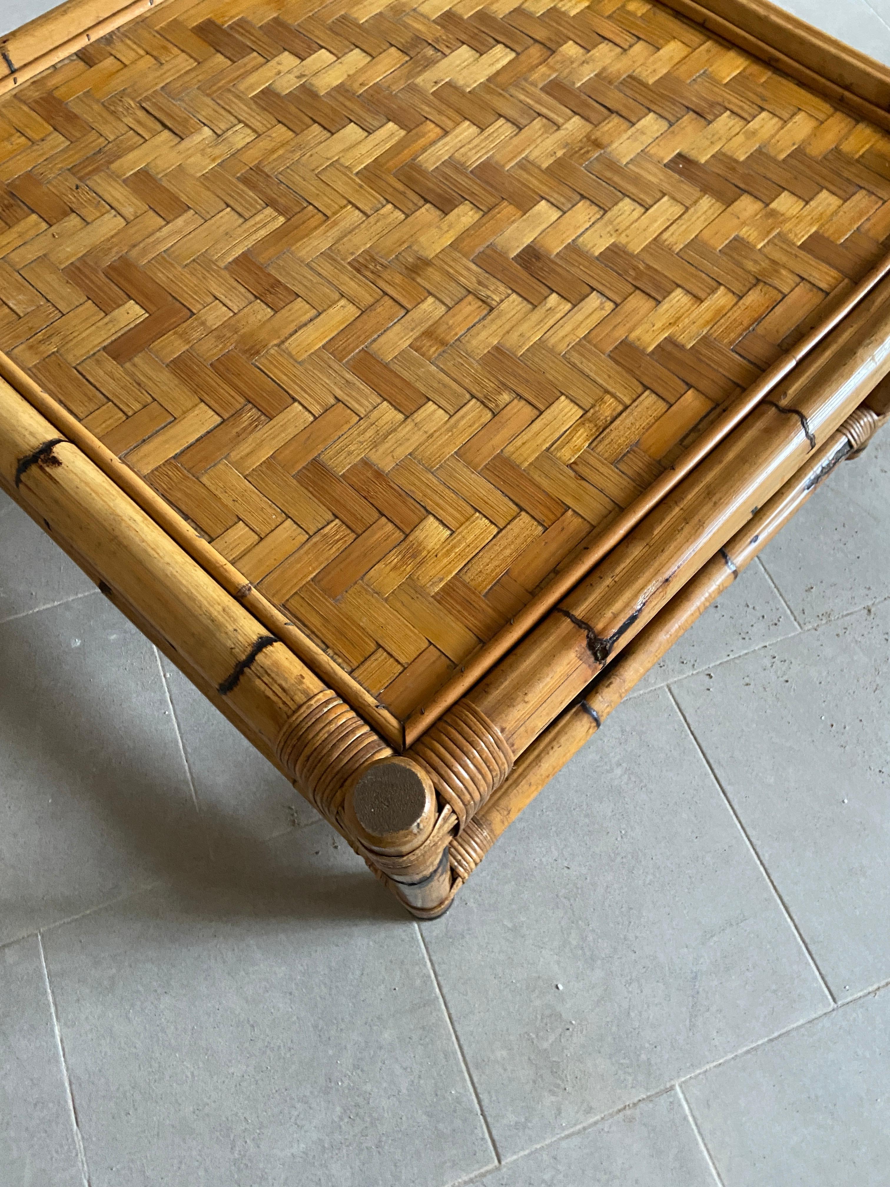 Midcentury Italian Bamboo Side or Coffee Table from Vivai del Sud, 1970s 6