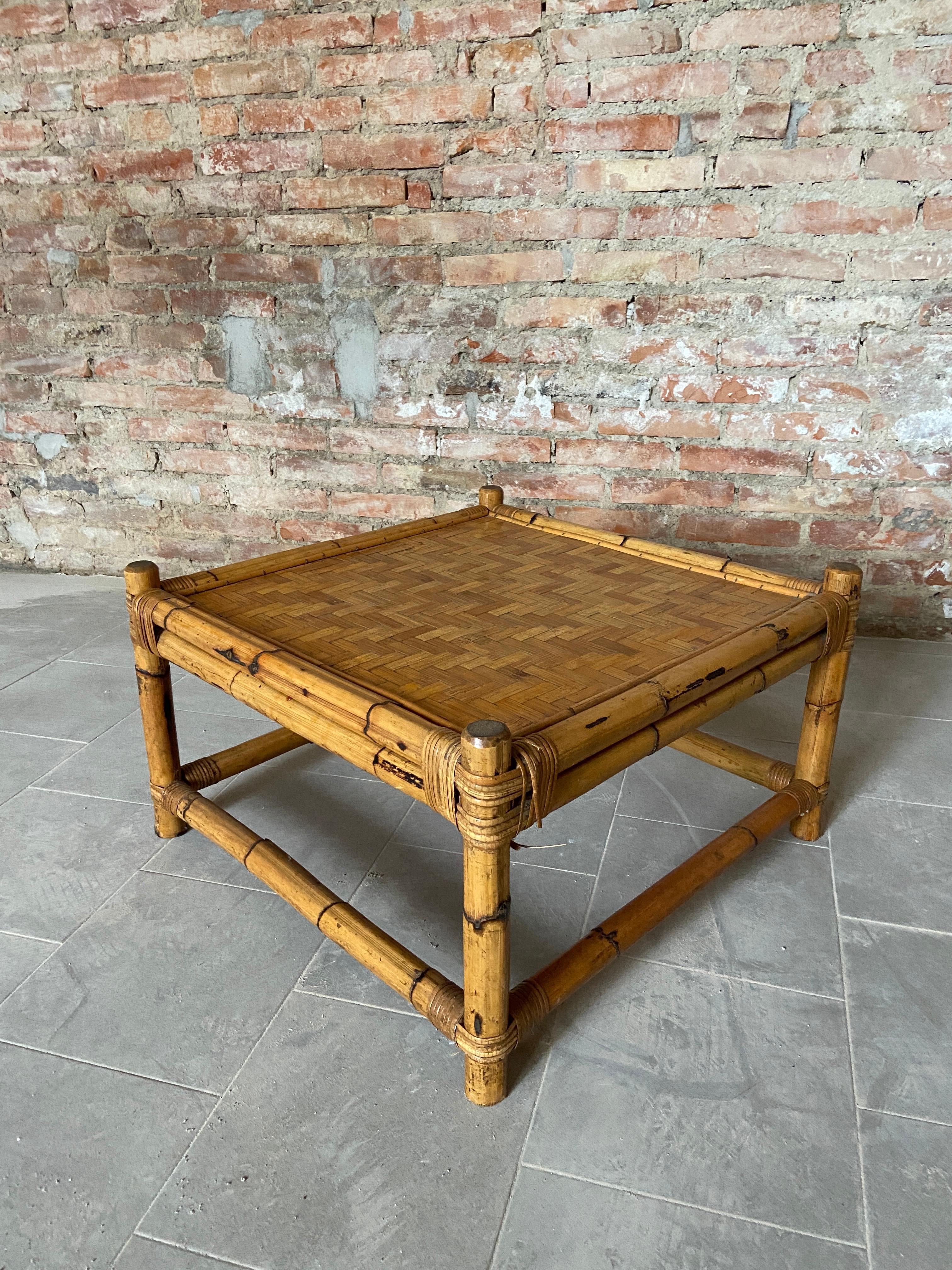 Mid-Century Modern Midcentury Italian Bamboo Side or Coffee Table from Vivai del Sud, 1970s
