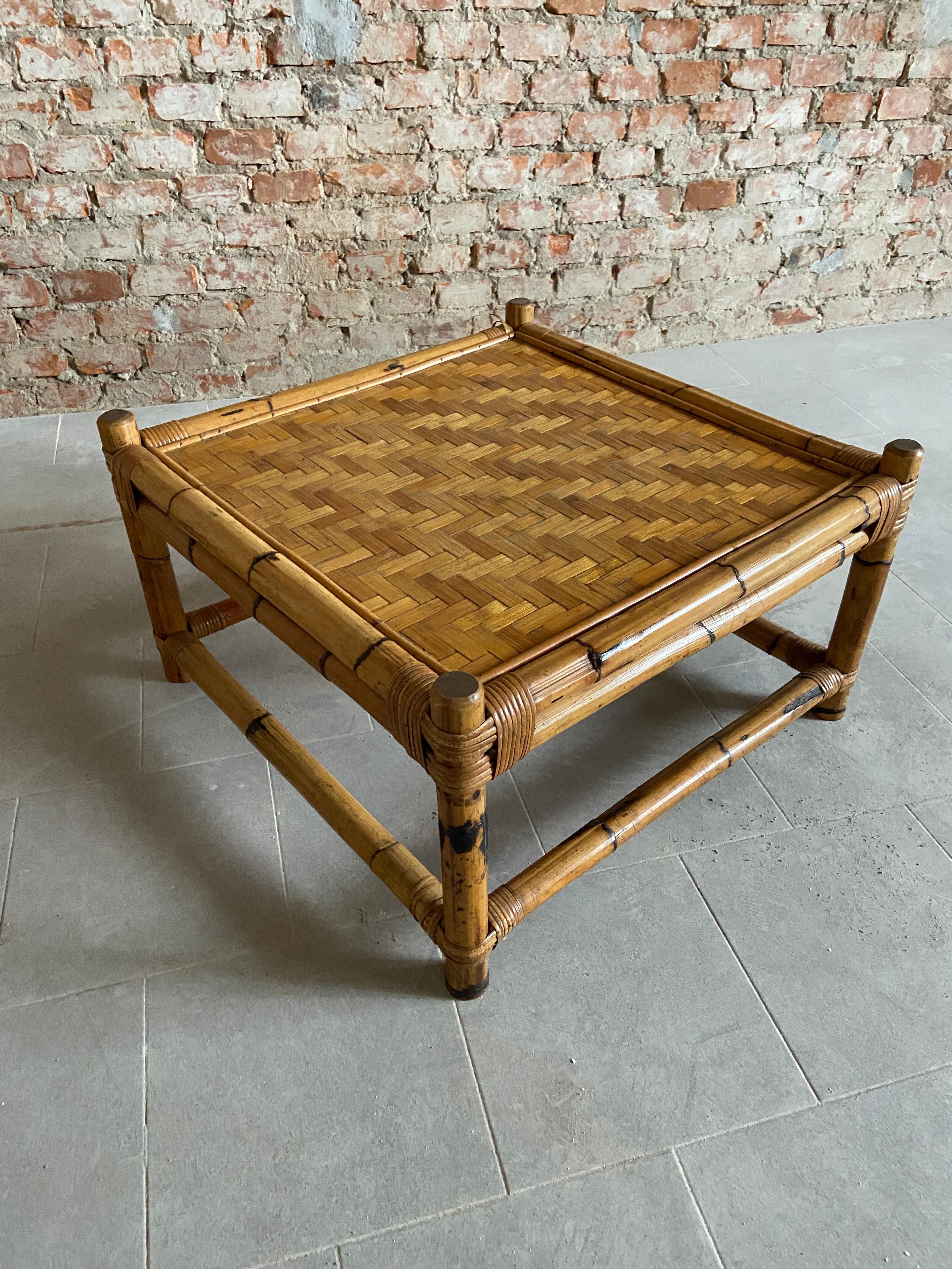 Midcentury Italian Bamboo Side or Coffee Table from Vivai del Sud, 1970s In Good Condition In Prato, IT
