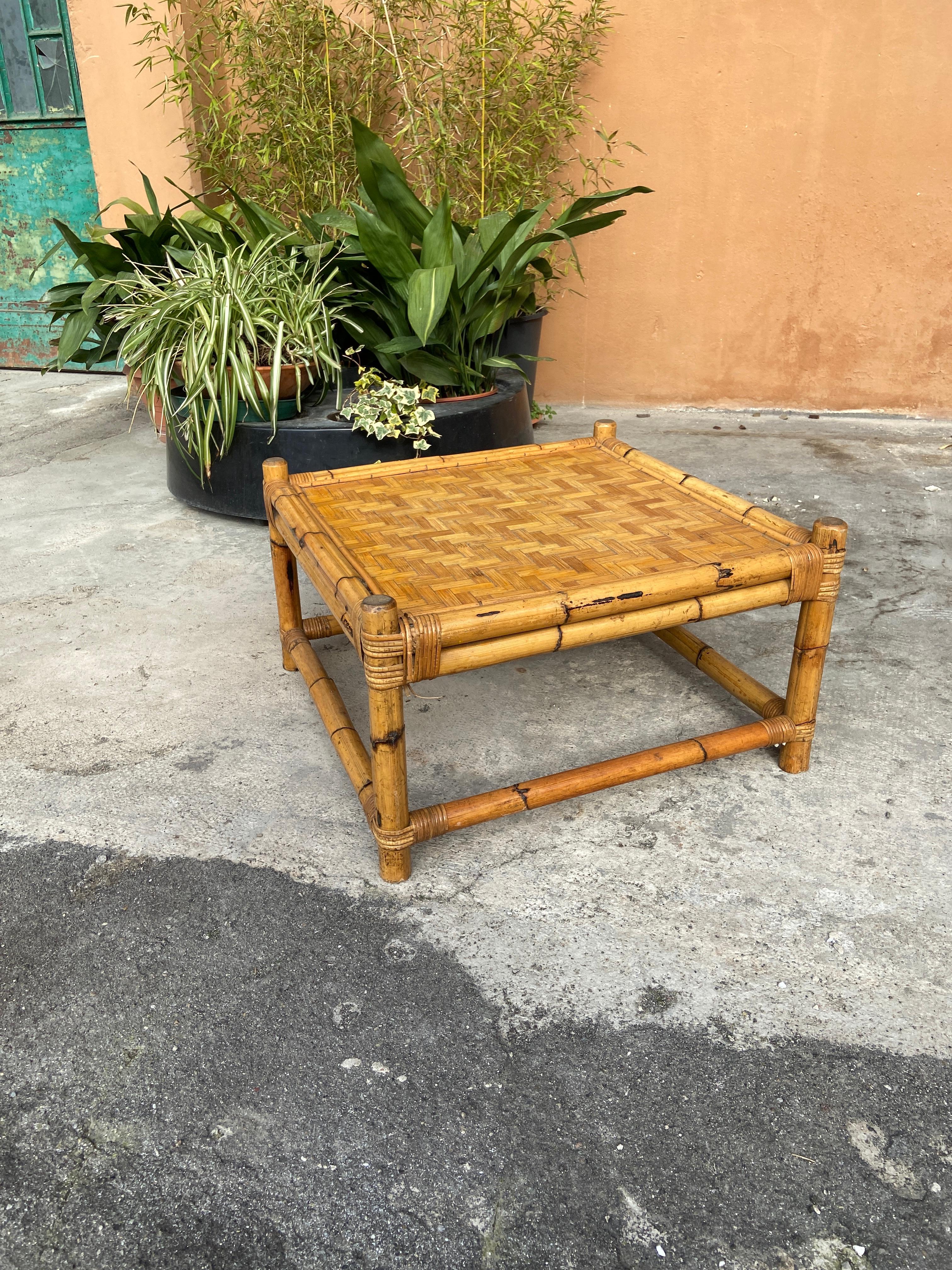 Midcentury Italian Bamboo Side or Coffee Table from Vivai del Sud, 1970s 2