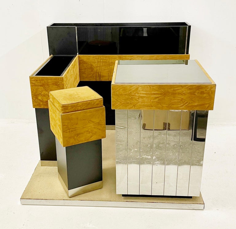 Wood Mid-Century Italian Bar Attributed to Willy Rizzo, 1970s For Sale