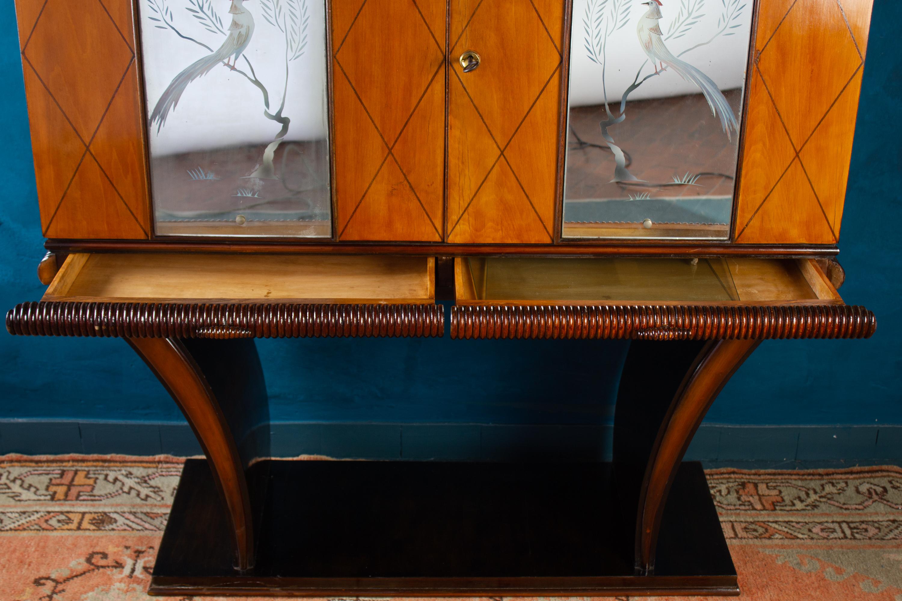 Mid-Century Italian Bar Cabinet 1950'  Osvaldo Borsani style For Sale 5