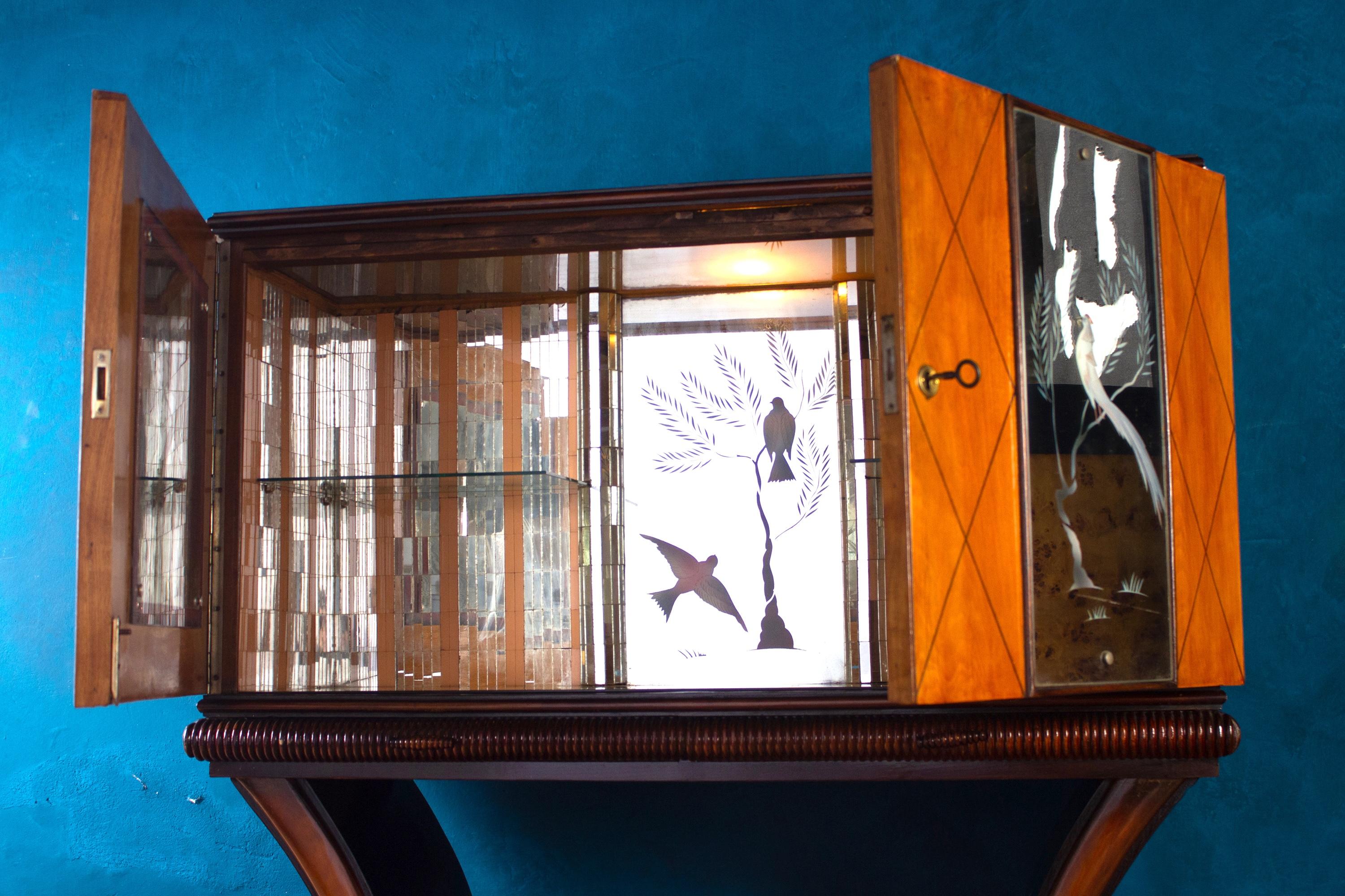 Mid-Century Italian Bar Cabinet 1950'  Osvaldo Borsani style For Sale 6