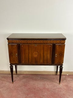 Mid-Century Italian Bar Cabinet, Glass Top And Brass Feet, 1950s
