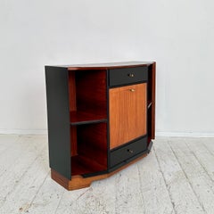Mid Century Italian Bar Cabinet in Zebrano and Black Lacquer, around 1950