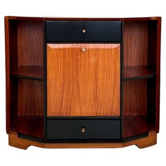 Vintage Mid Century Italian Bar Cabinet in Zebrano and Black Lacquer, around 1950