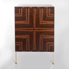 Midcentury Italian Bar Cabinet Makassarwood with Star in Front