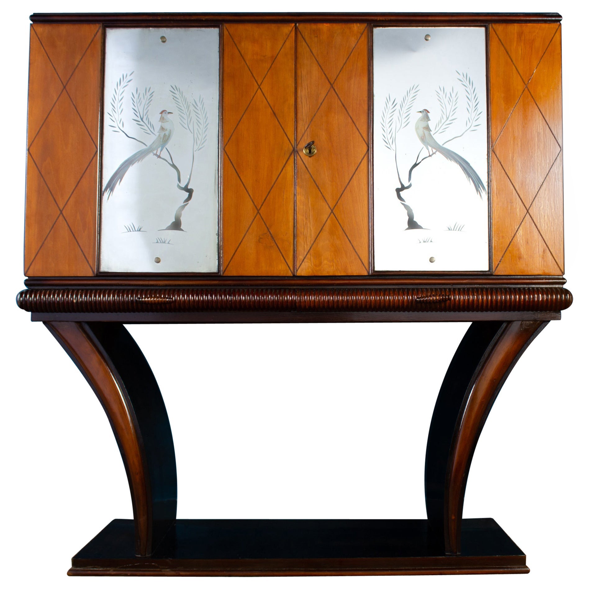 Mid-Century Italian Bar Cabinet Osvaldo Borsani style 1950' For Sale